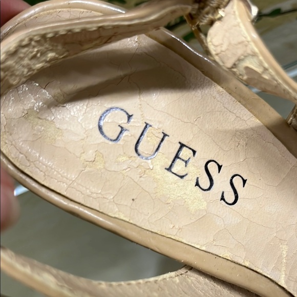 Guess Beige Stiletto Slingback Heels With Snakeskin Accent - Picture 7 of 8